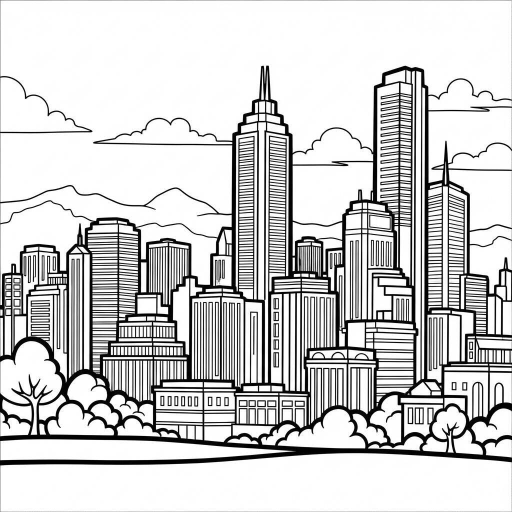 Desenho de Cidades para Colorir