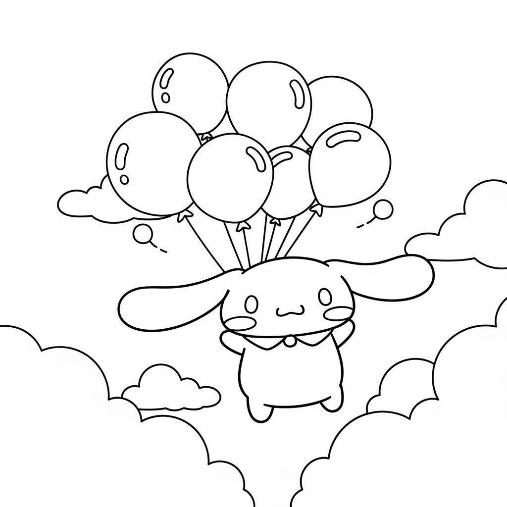 Cinnamoroll und Luftballons Malseite