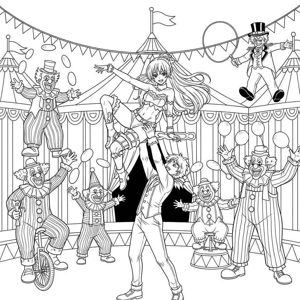 Desenho de Circo Anime para Colorir