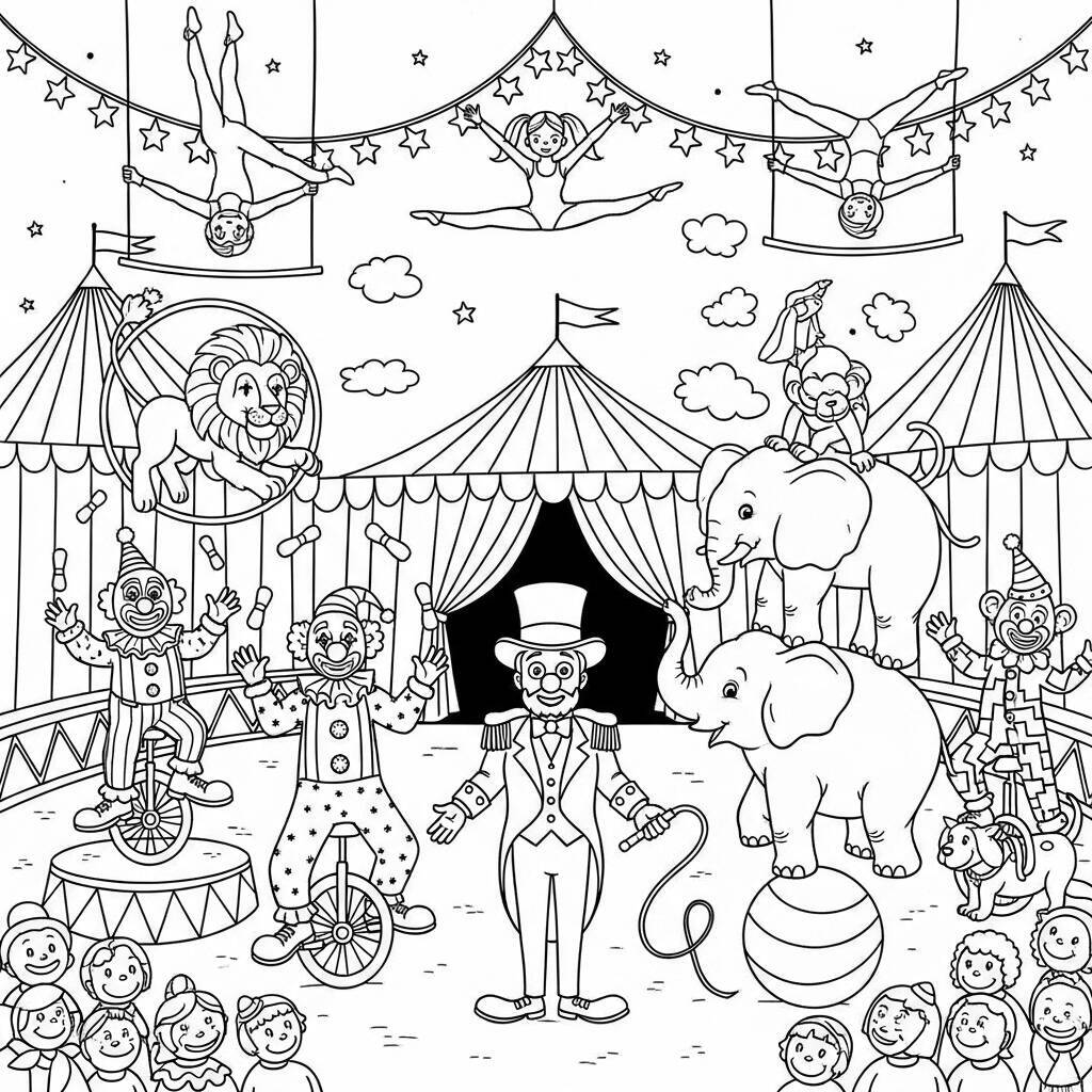 Pagina da colorare del circo