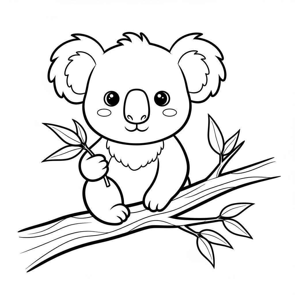 Pagina da colorare Koala Kawaii