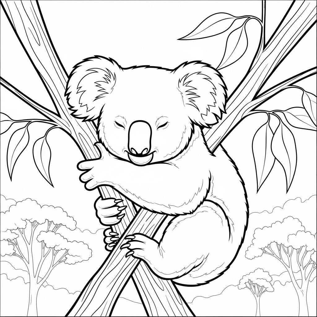 Pagina da colorare Koala realistica