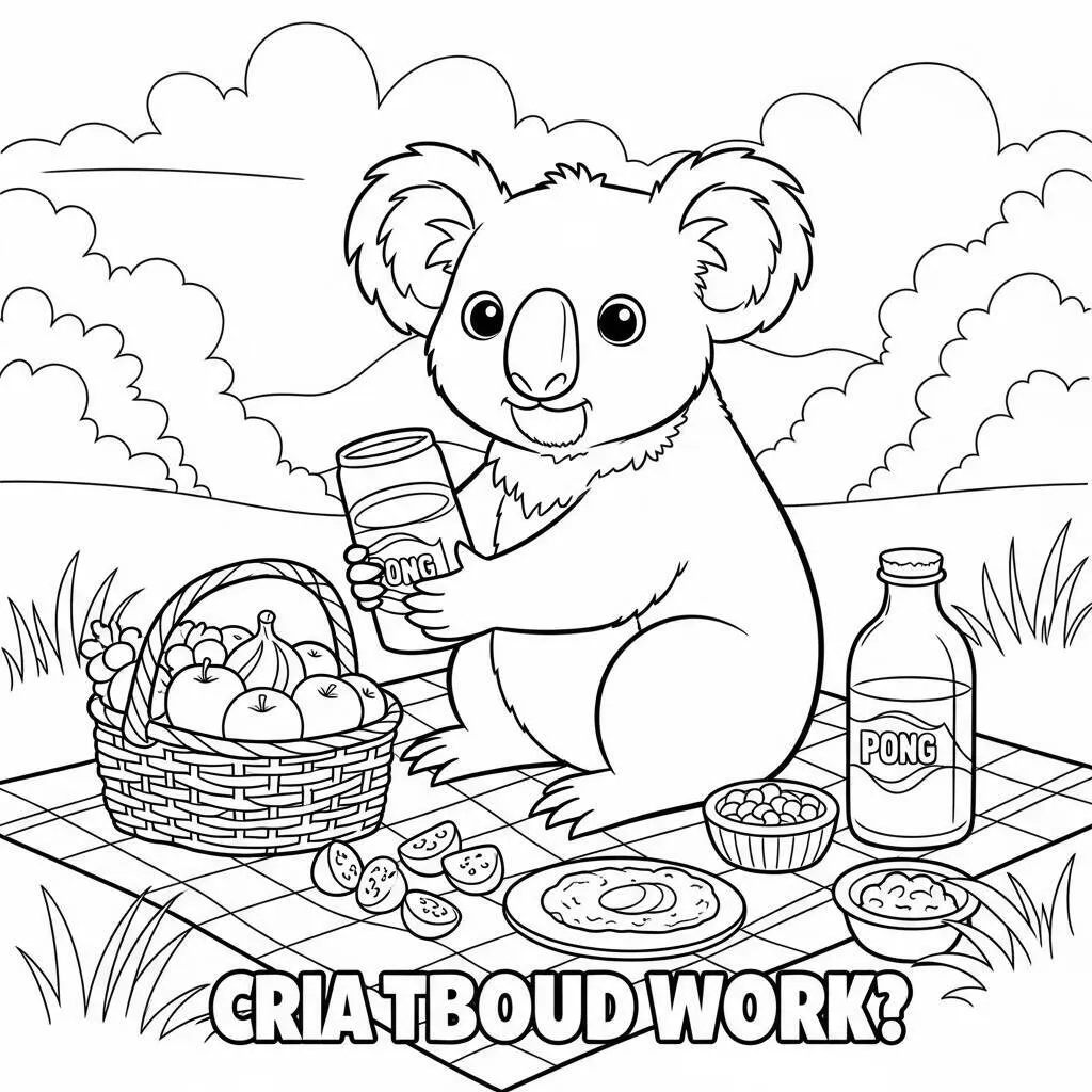 Desenho-de-Coala-com-Frutas-para-Colorir Desenho de Coala com Frutas para Colorir