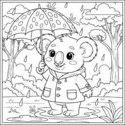Desenho de Coala em um Dia de Chuva para Colorir