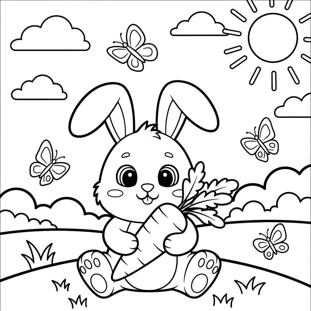 Cute Rabbit Coloring Page