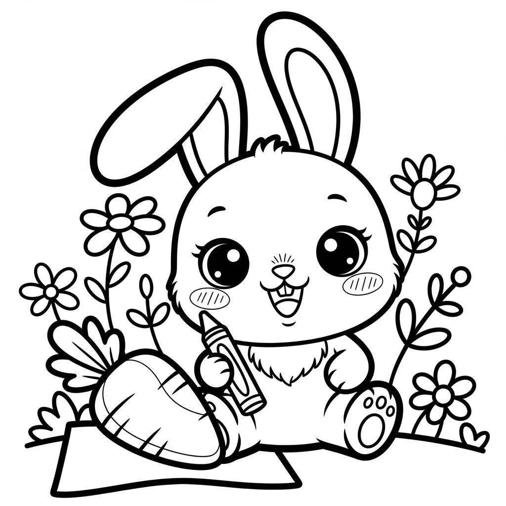 Desenho de Coelho Kawaii para Colorir