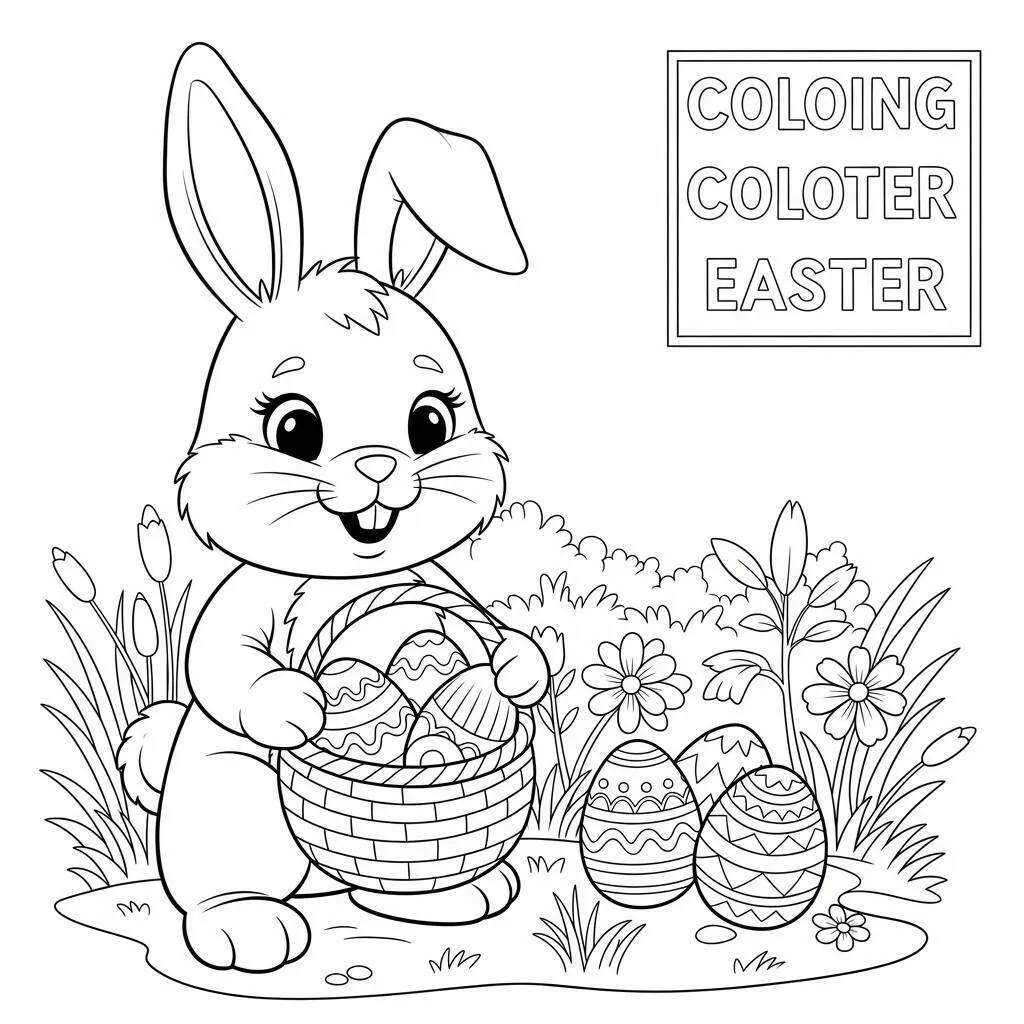 Desenho-de-Coelho-da-Pascoa-para-Colorir-1 Página para colorear de conejito de Pascua