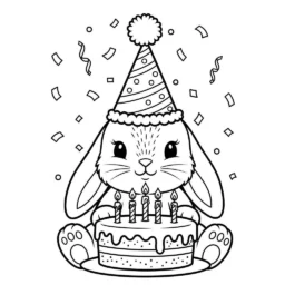 Desenho de Coelho de Aniversário para Colorir