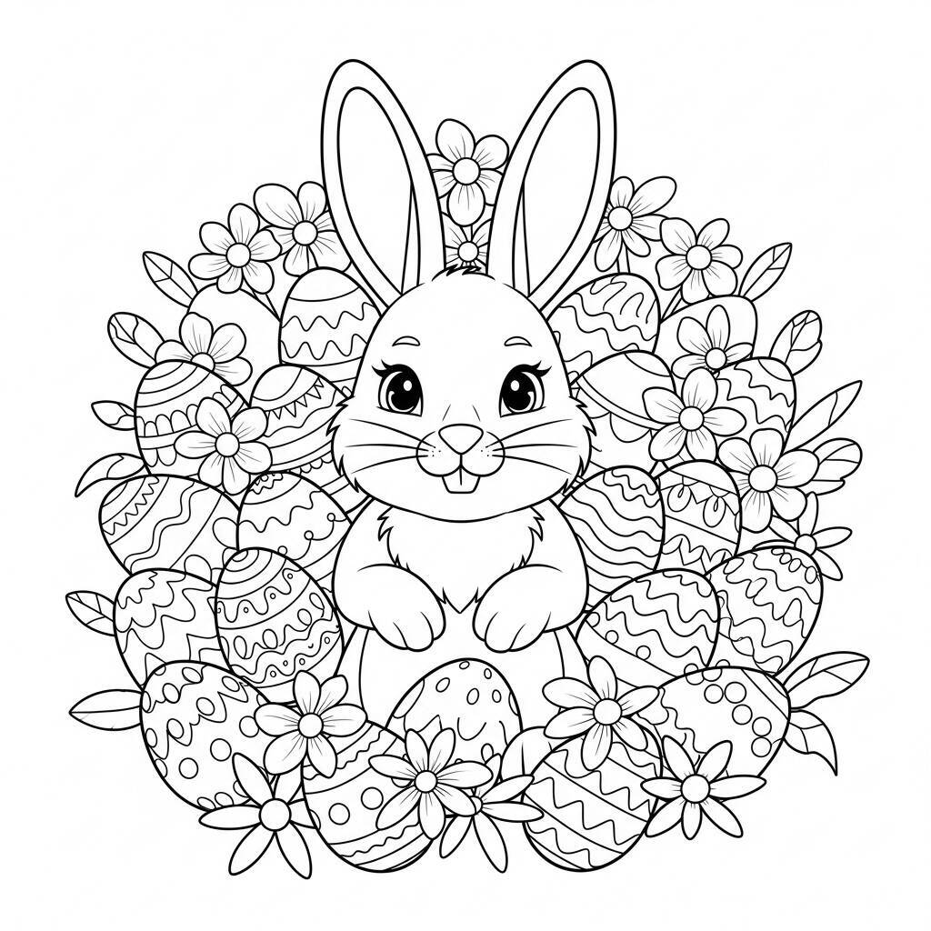 Desenho de Coelho de Páscoa para Colorir