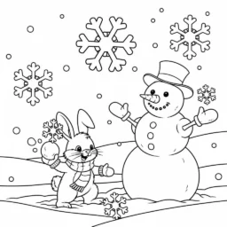 Desenho de Coelho na Neve para Colorir