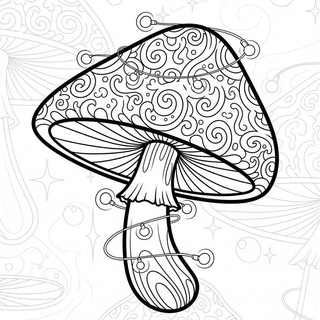Coloriage de champignons fantastiques