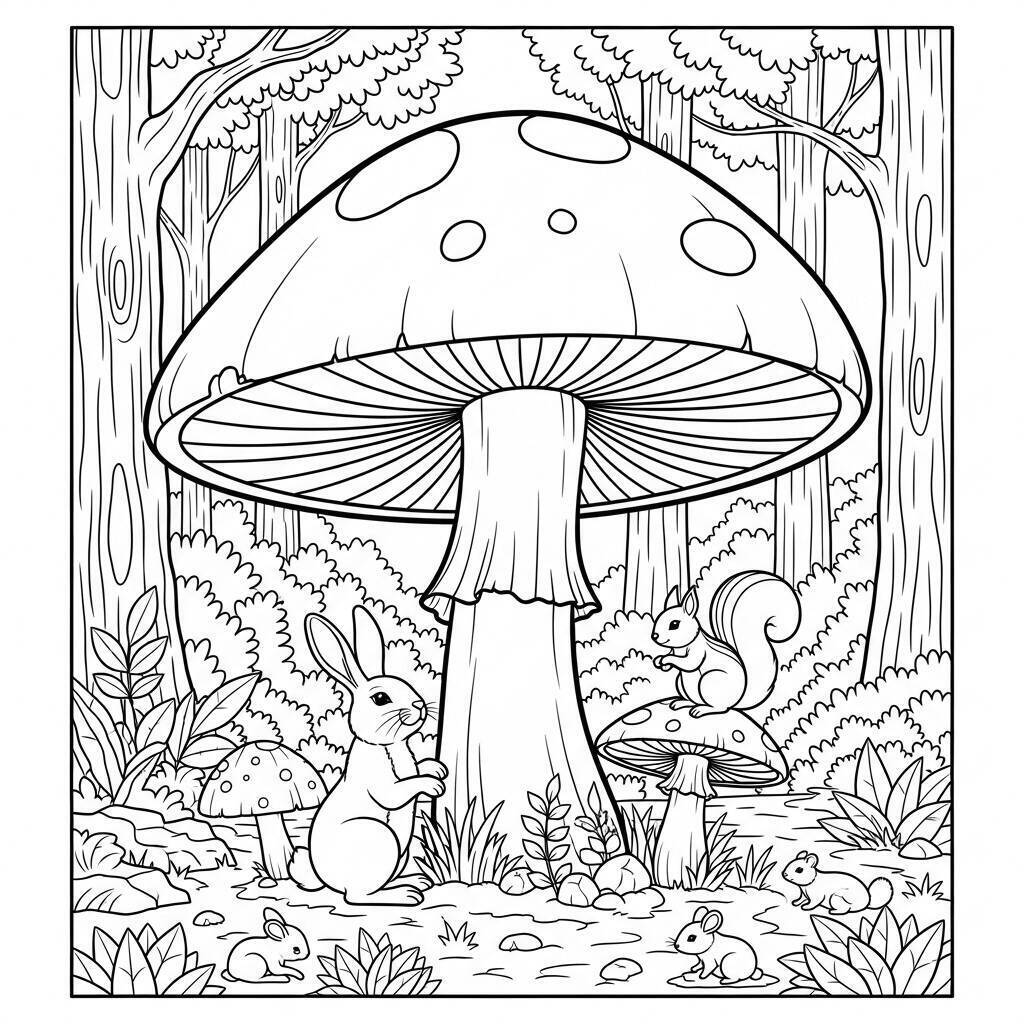 Coloriage de champignon géant