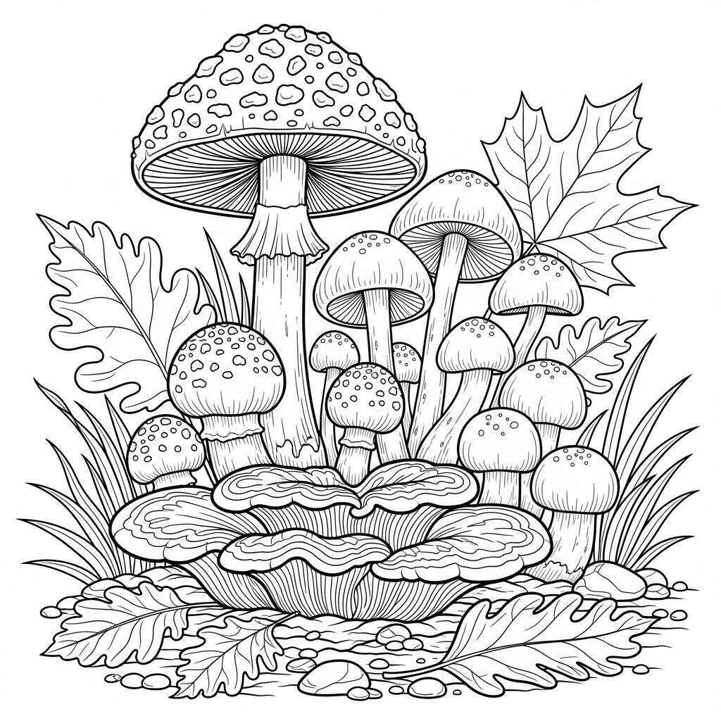 Coloriage de champignon réaliste