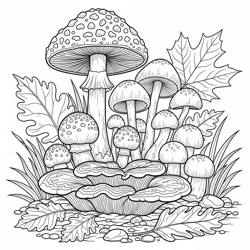 Desenho de Cogumelo Realista para Colorir