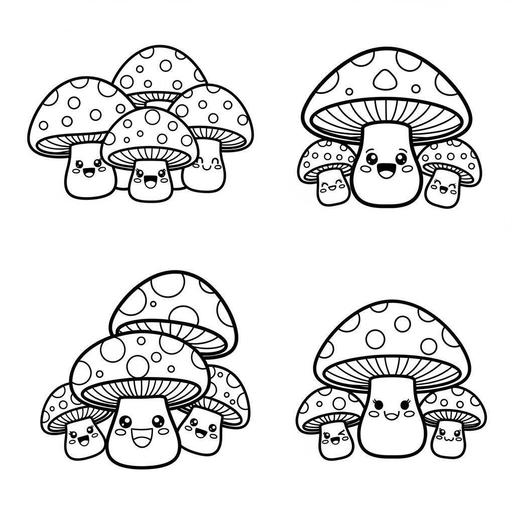 Coloriage de champignons pour les enfants