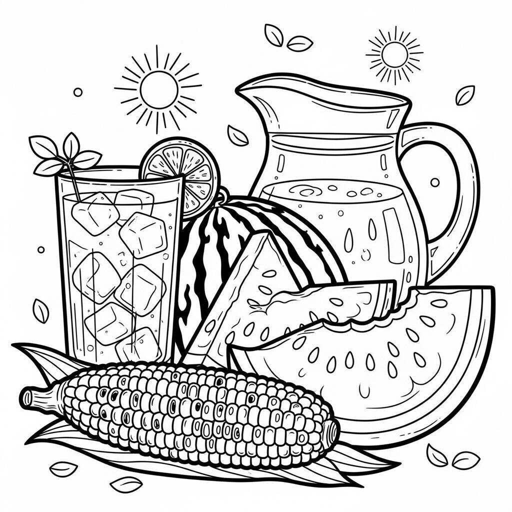 Summer Food Coloring Page