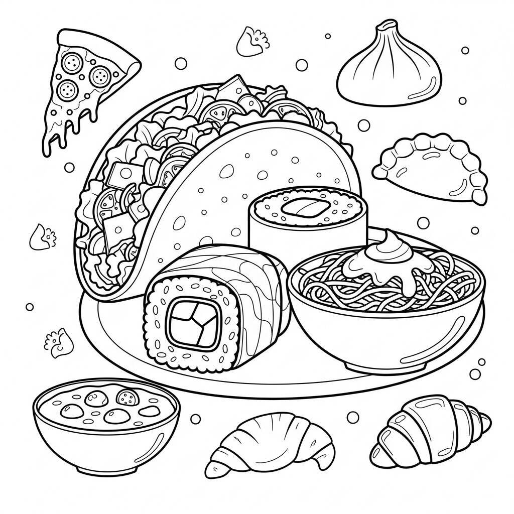 World Food Coloring Page