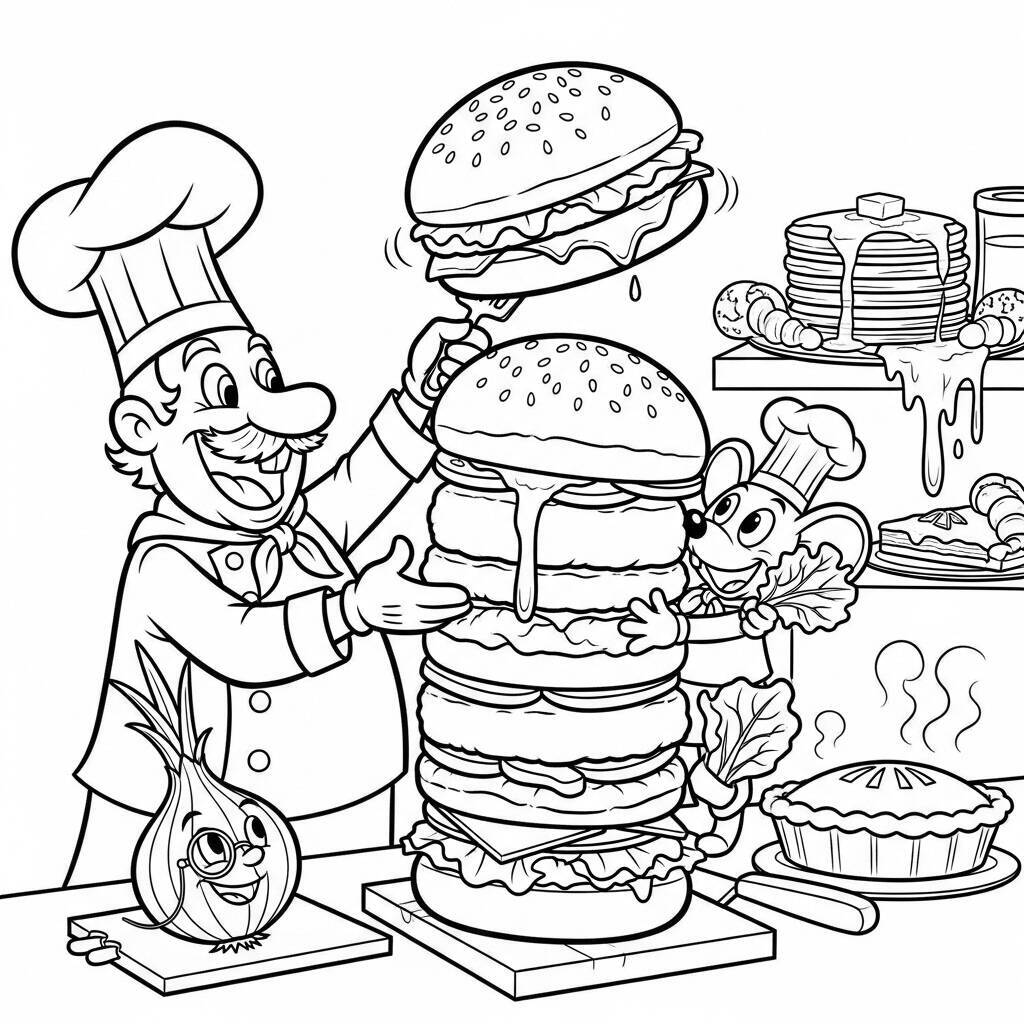 Food Coloring Page with Characters