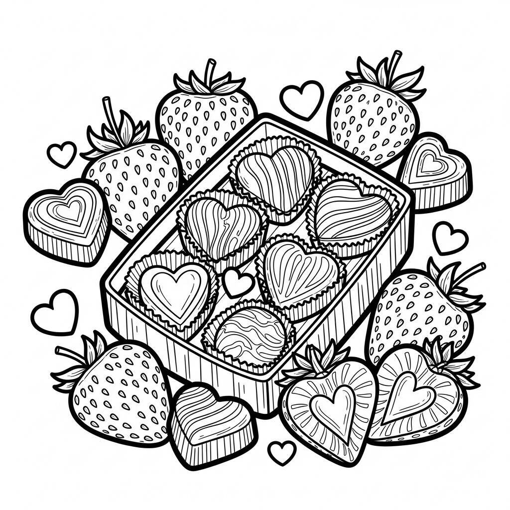 Valentine's Day Food Coloring Page