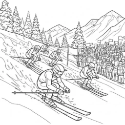 Desenho de Competição de Esqui para Colorir