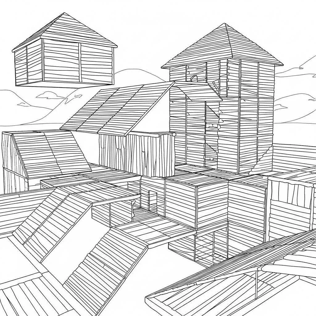 Desenho de Construções Fortnite para Colorir