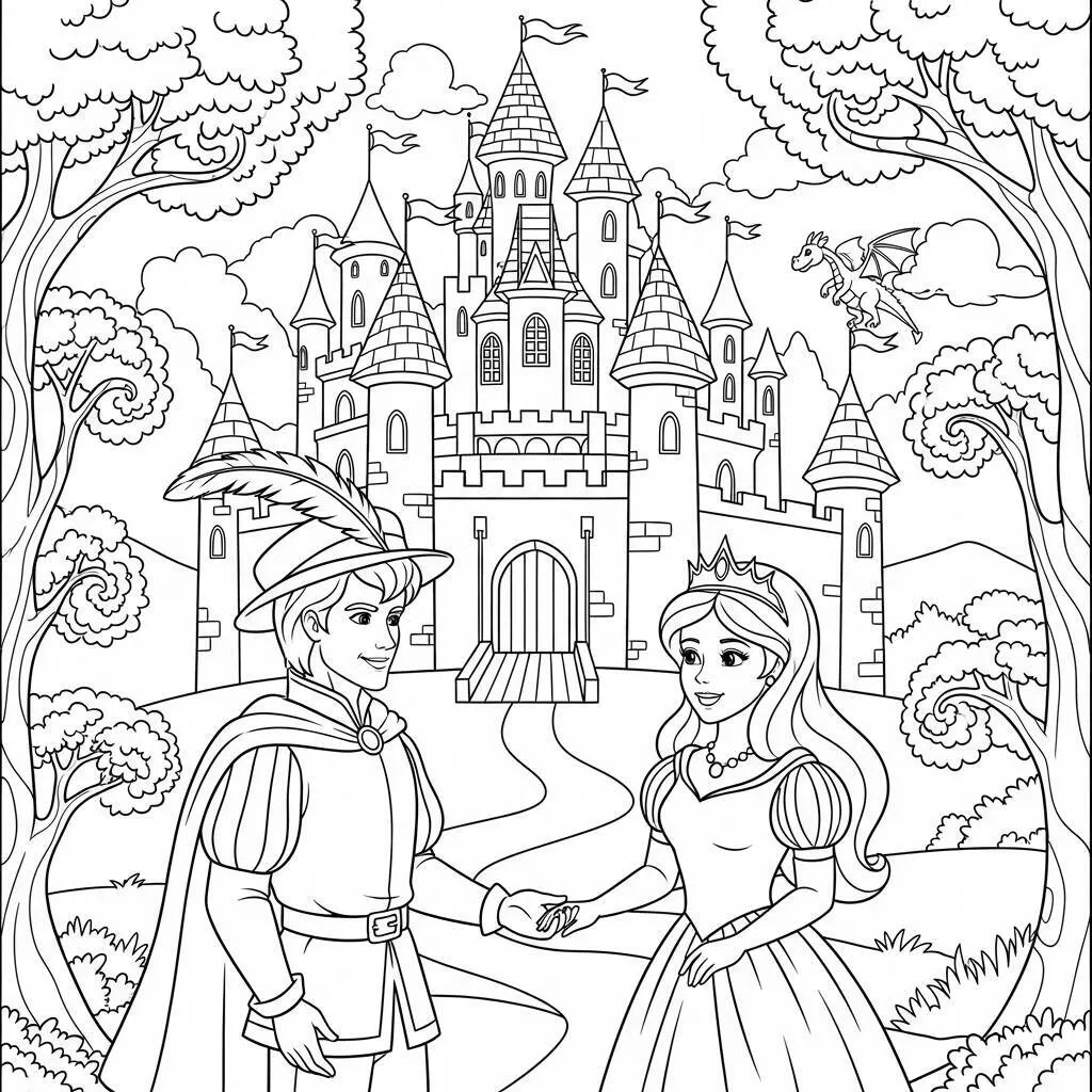 Desenho-de-Contos-de-Fadas-para-Colorir Pagina da colorare di fiabe