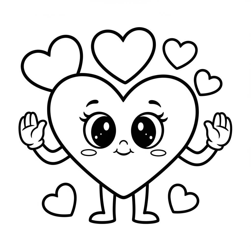 Cute Heart Coloring Page