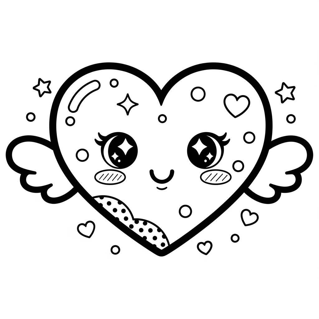 Coloriage coeur kawaii