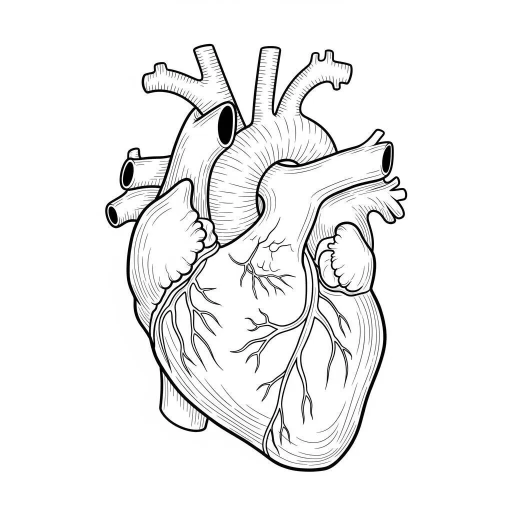 Desenho de Coração Realista para Colorir