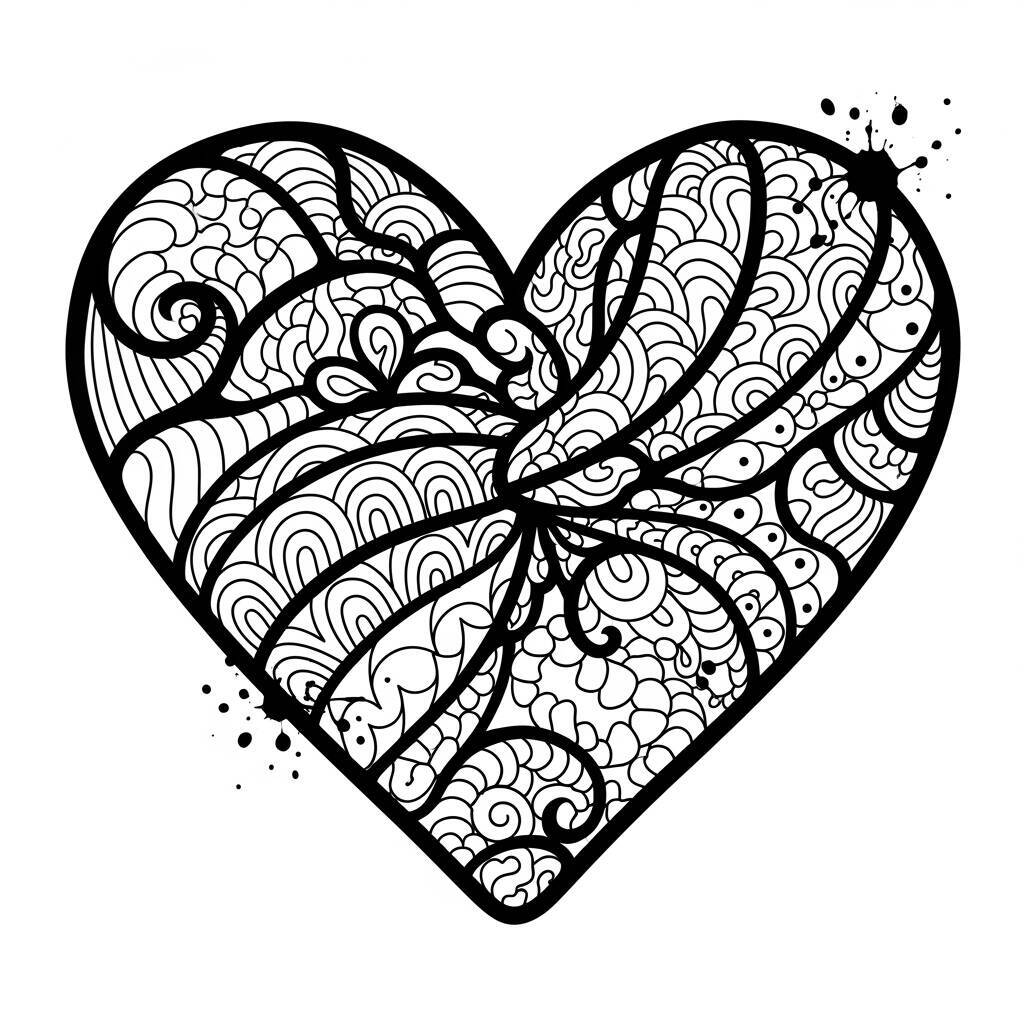 Dessin de coeur à l'aquarelle à colorier