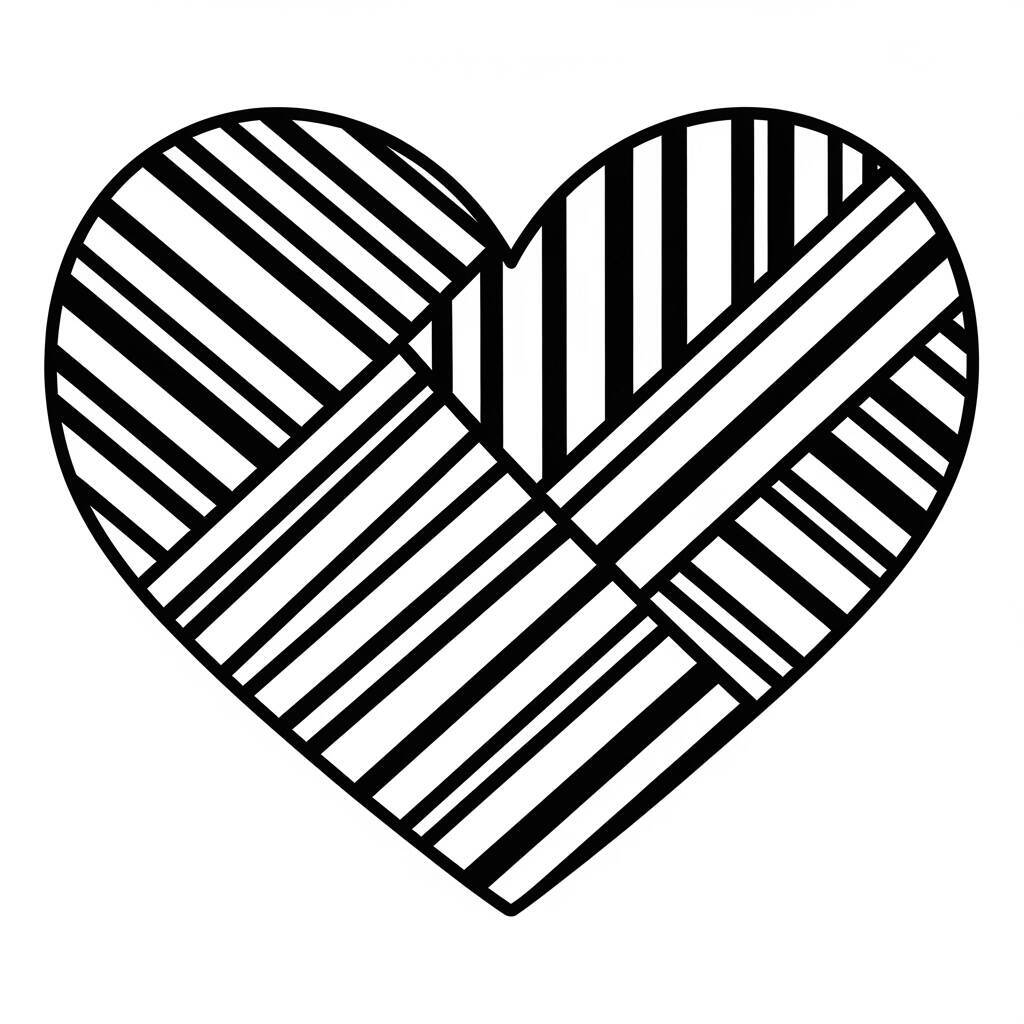 Coloriage coeur avec rayures