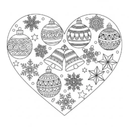 Desenho de Coração de Natal para Colorir