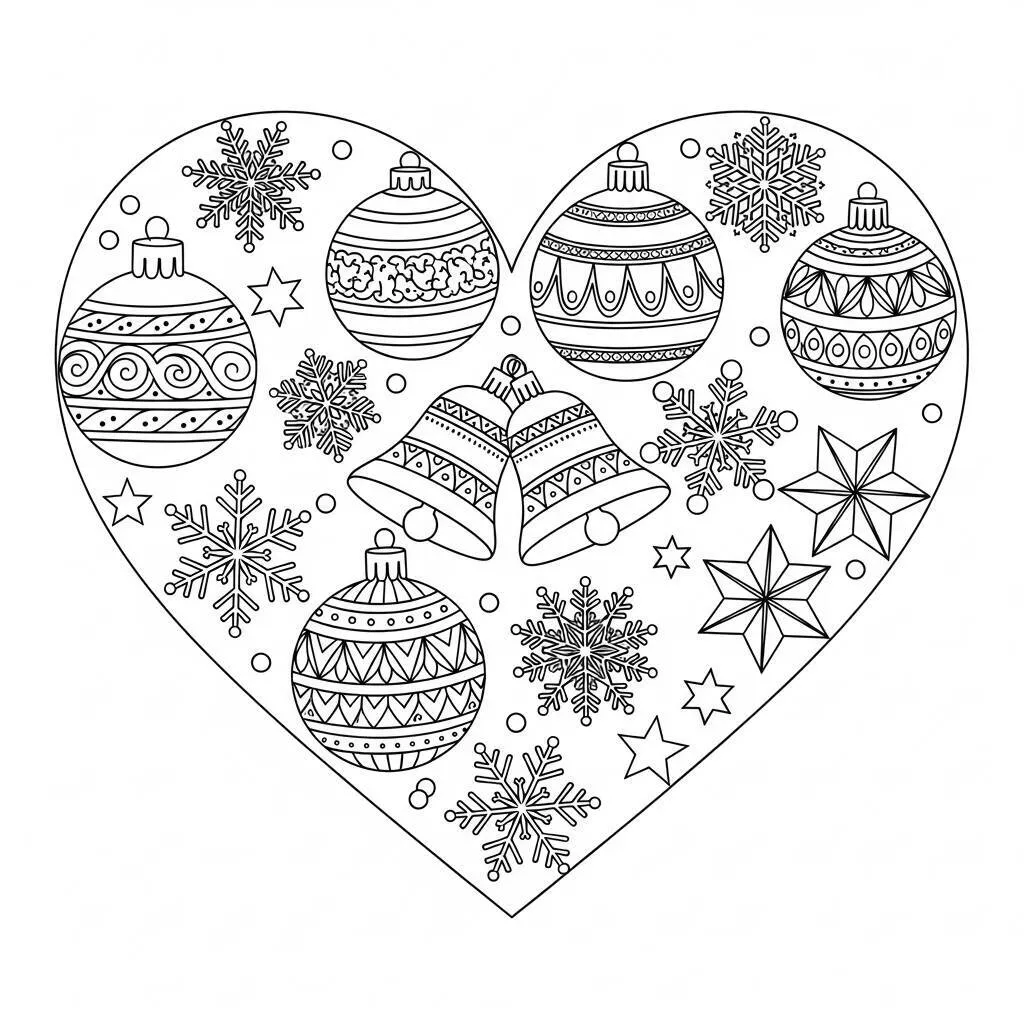 Desenho-de-Coracao-de-Natal-para-Colorir Desenho de Coração de Natal para Colorir