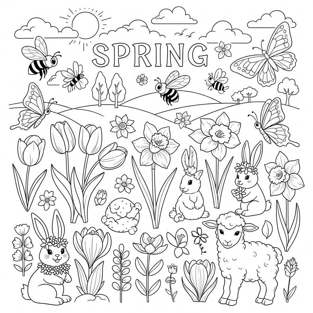 Desenho de Cores de Primavera para Colorir
