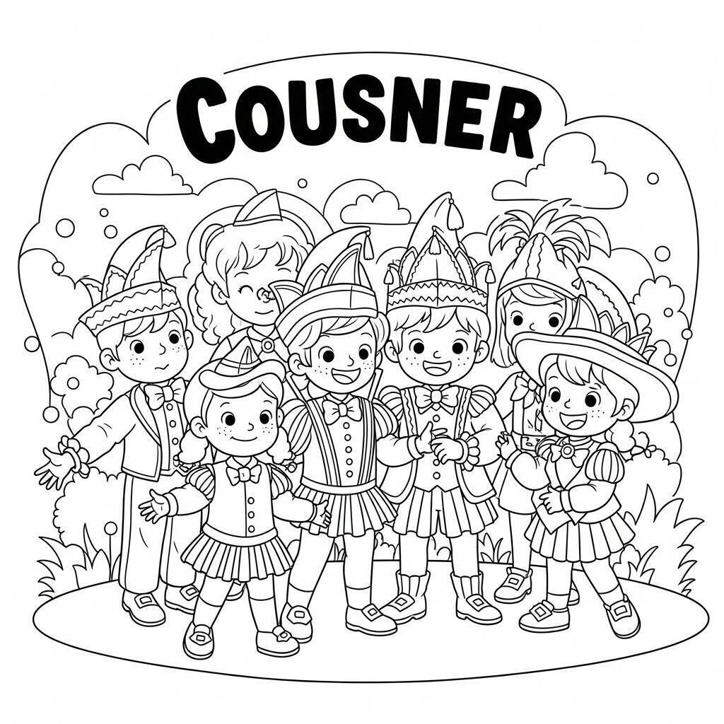 Desenho de Crianças Fantasiadas para Colorir