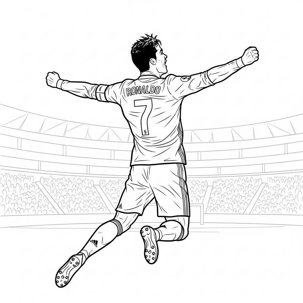 Desenho de Cristiano Ronaldo Comemorações para Colorir