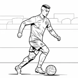 Desenho de Cristiano Ronaldo com a Bola para Colorir