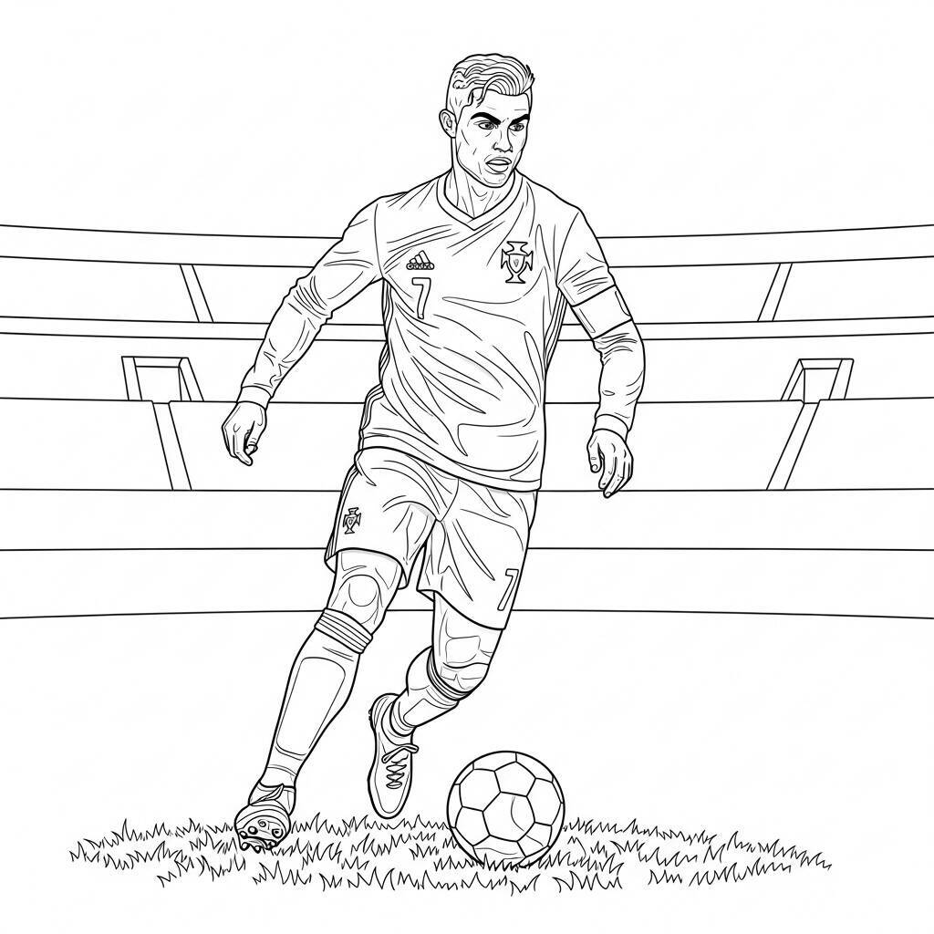 Desenho de Cristiano Ronaldo em Estilo Artístico para Colorir
