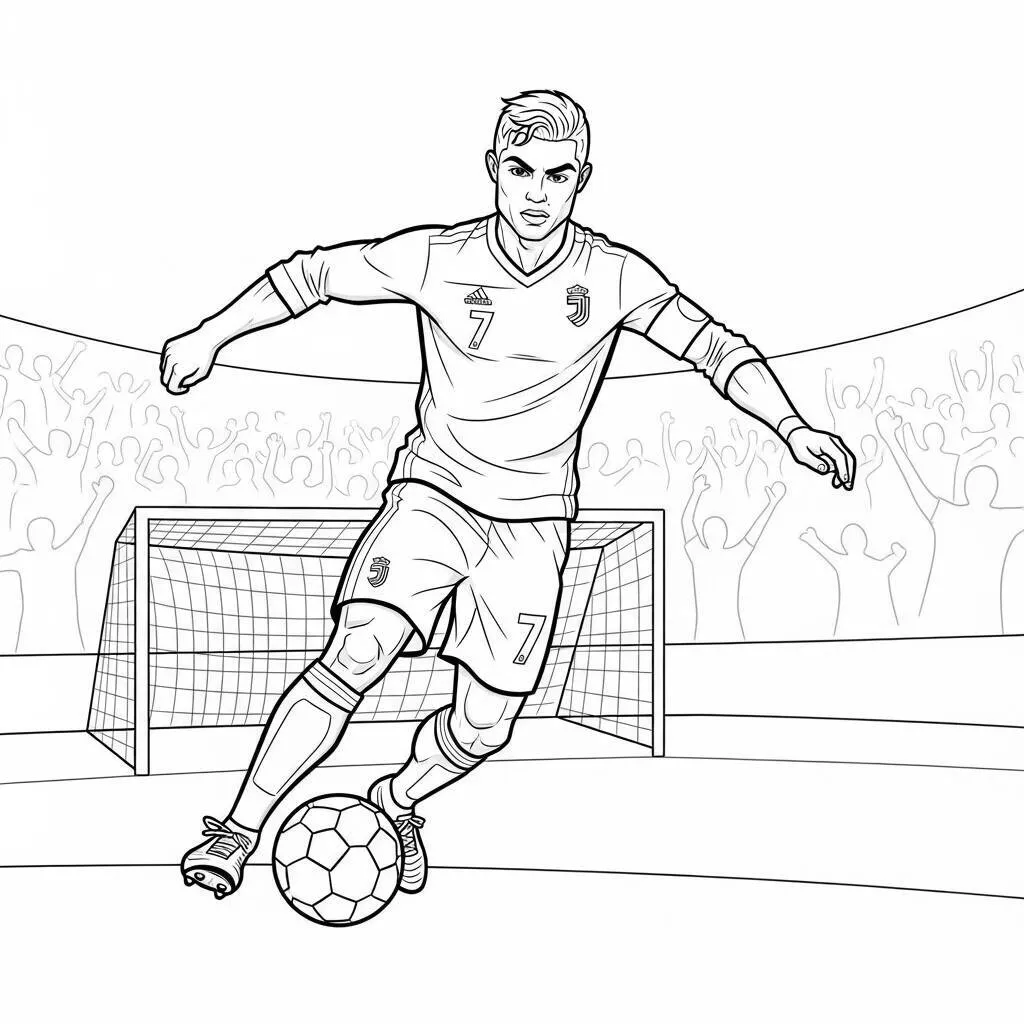 Desenho-de-Cristiano-Ronaldo-em-Estilo-Cartoon-para-Colorir Desenho de Cristiano Ronaldo em Estilo Cartoon para Colorir