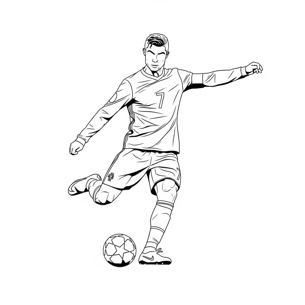 Desenho de Cristiano Ronaldo em Estilo Minimalista para Colorir