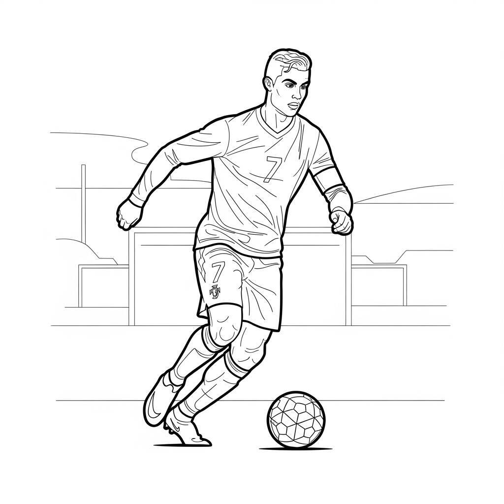 Desenho de Cristiano Ronaldo em Estilo Realista para Colorir