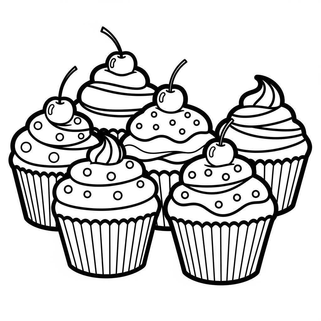Desenho de Cupcakes Simples para Colorir