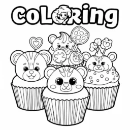Desenho de Cupcakes de Animais para Colorir