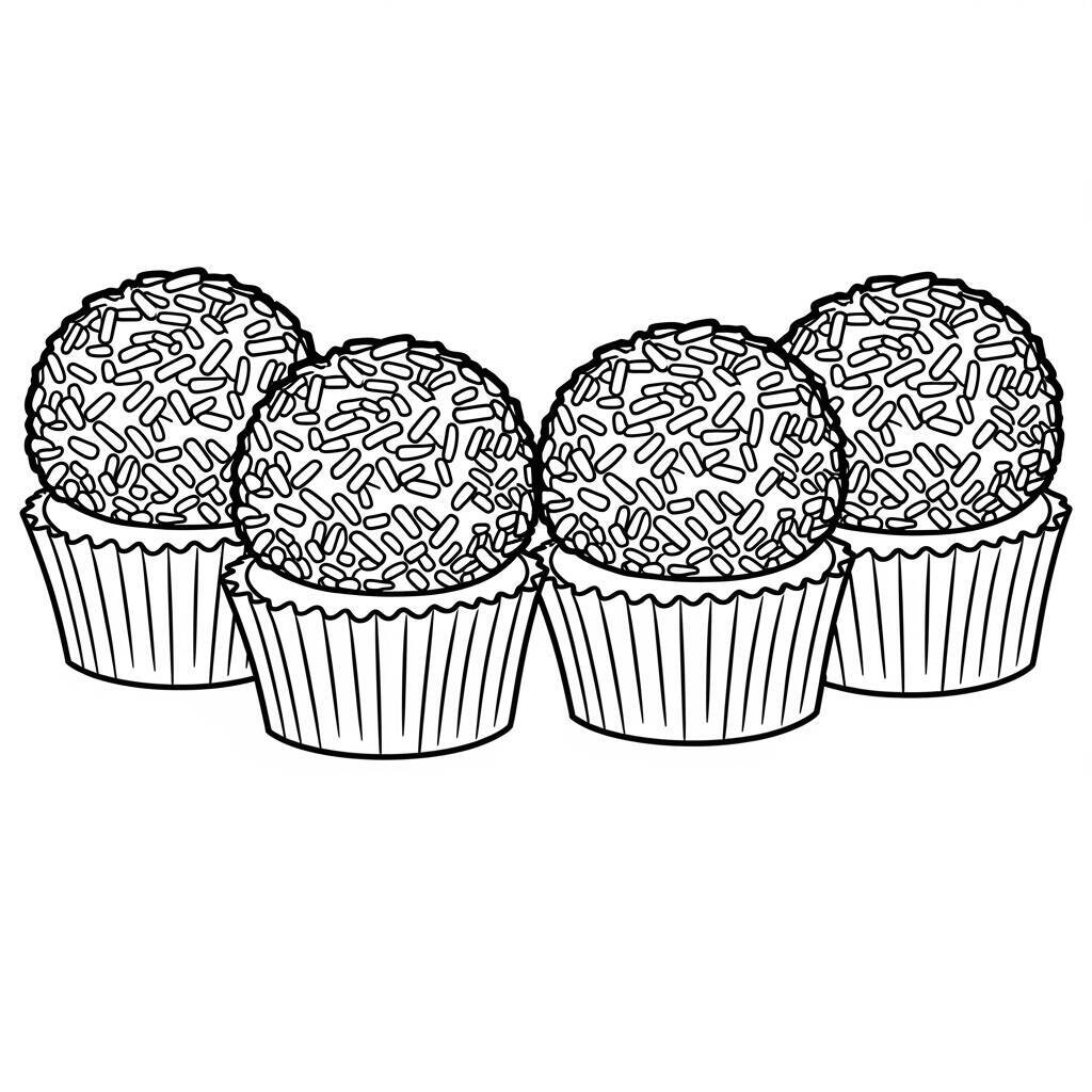 Desenho de Cupcakes de Brigadeiro para Colorir