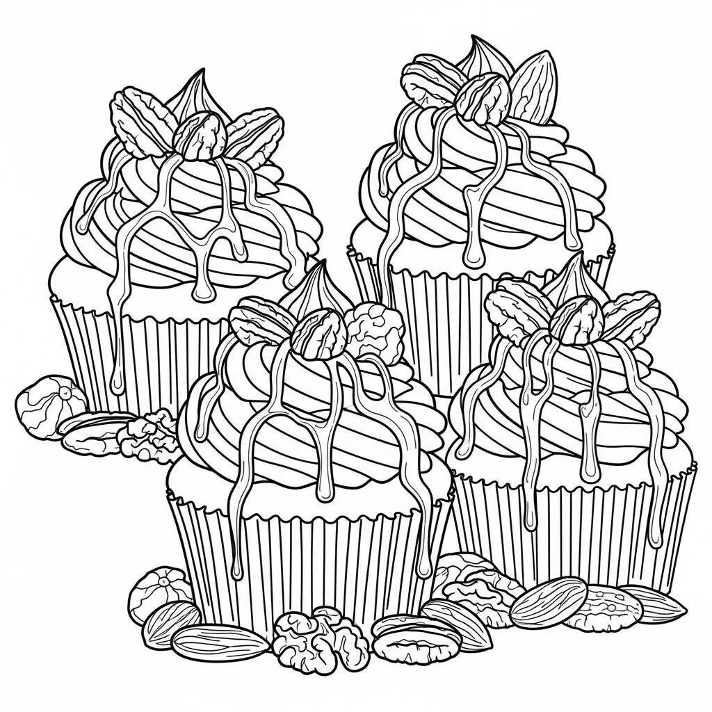 Desenho de Cupcakes de Caramelo para Colorir