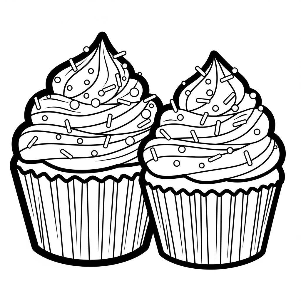 Desenho de Cupcakes de Chocolate para Colorir