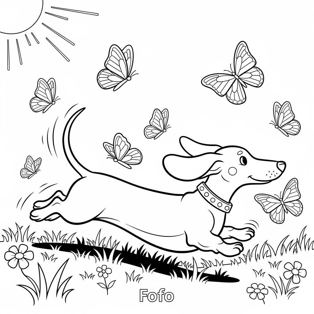 Cute Dachshund Coloring Page
