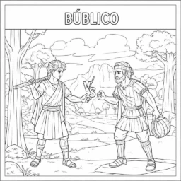 Desenho de Davi e Golias para Colorir