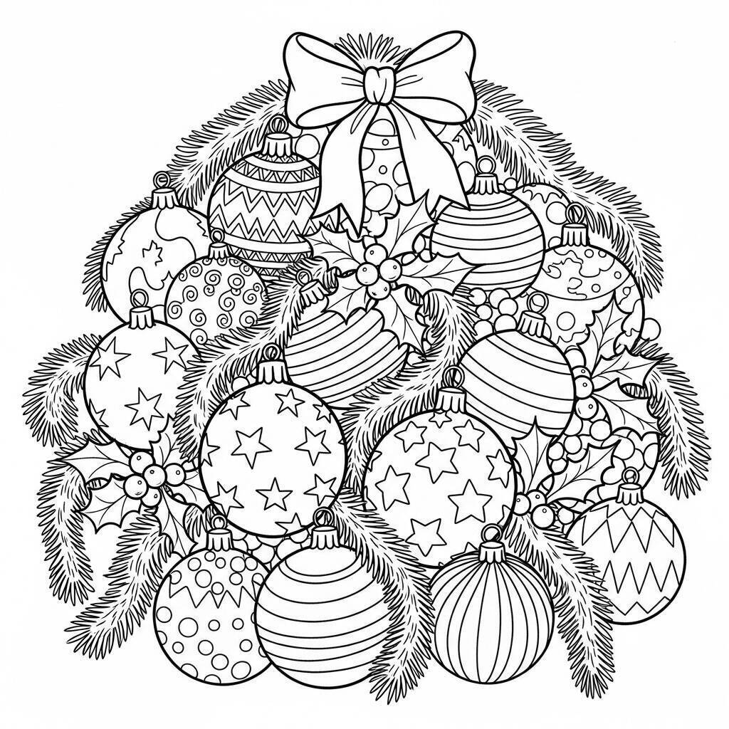 Coloriage de décorations de Noël