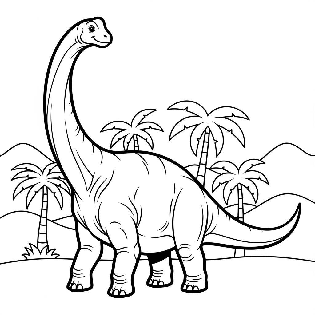Desenho de Dinossauro Brontossauro para Colorir